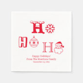 クリスマスホーホーホーホレッド名前をカスタムするデートかわいい スタンダードカクテルナプキン (正面)