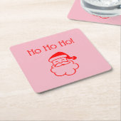 クリスマスホーホーホーホーサンタピンクレッド4クララ スクエアペーパーコースター (アングル)
