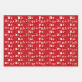 クリスマスホーホーホー赤い白い濃い緑のパターン ラッピングペーパーシート (正面2)