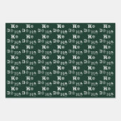 クリスマスホーホーホー赤い白い濃い緑のパターン ラッピングペーパーシート (正面)