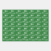 クリスマスホーホーホー赤い白い緑のパターンかわいい ラッピングペーパーシート (正面3)