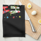 クリスマスホーホー猫好きライツパジャマおもしろい キッチンタオル (四つ折り)
