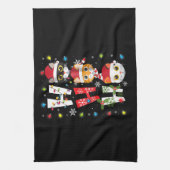 クリスマスホーホー猫好きライツパジャマおもしろい キッチンタオル (縦)