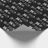 クリスマスホーホー白黒柄かわいい ラッピングペーパー (角)