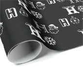 クリスマスホーホー白黒柄かわいい ラッピングペーパー (ロールコーナー)