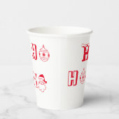 クリスマスホーホー赤赤と白かわいい 紙コップ (右)