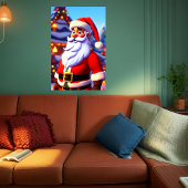クリスマスホームの前のサンタクロース | AI Art ポスター