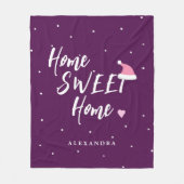 クリスマスホームスイートホームサンタハット名前をカスタムする フリースブランケット (正面)