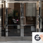 クリスマスホームスイートホームピンクサンタハット ウィンドウサイン (オフィスドア)