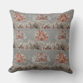 クリスマスホームズギンガーブレッドスノーフレークスチールグレー クッション (正面)