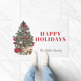 クリスマスホームデコールと名前の書式 ドアマット