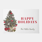 クリスマスホームデコールと名前の書式 ドアマット (正面)