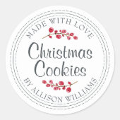 クリスマスホームメイドクッキーのJARラベル ラウンドシール (正面)