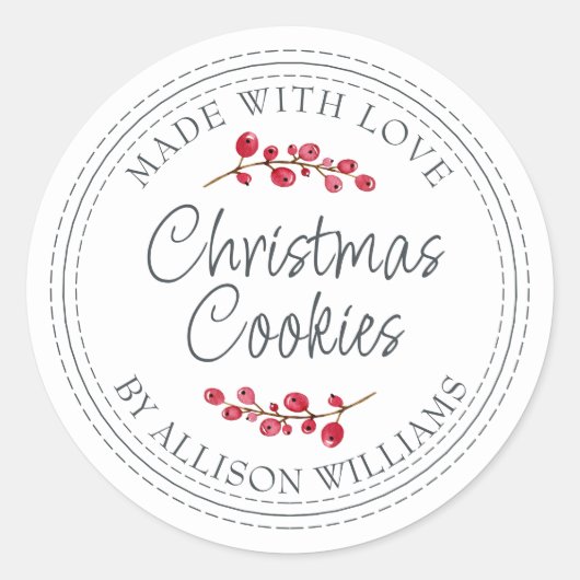 クリスマスホームメイドクッキージャー ラウンドシール (正面)
