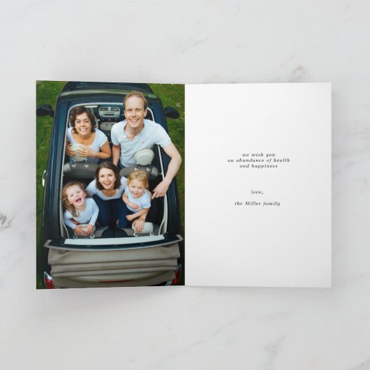 クリスマスホーム雪の夜の休日の写真を折り畳んだ カード (内部)