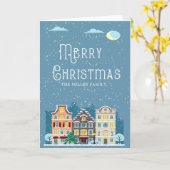 クリスマスホーム雪の日の休日の写真を折り畳んだ カード (黄色い花)