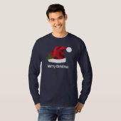 クリスマスホーリーとカスタムテキストの赤いサンタ帽子 Tシャツ (正面フル)