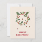 クリスマスホーリーとレディバグズカード 招待状 (正面)