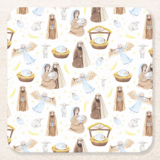 クリスマスホーリーナイト宗教広場紙コースト スクエアペーパーコースター (正面)