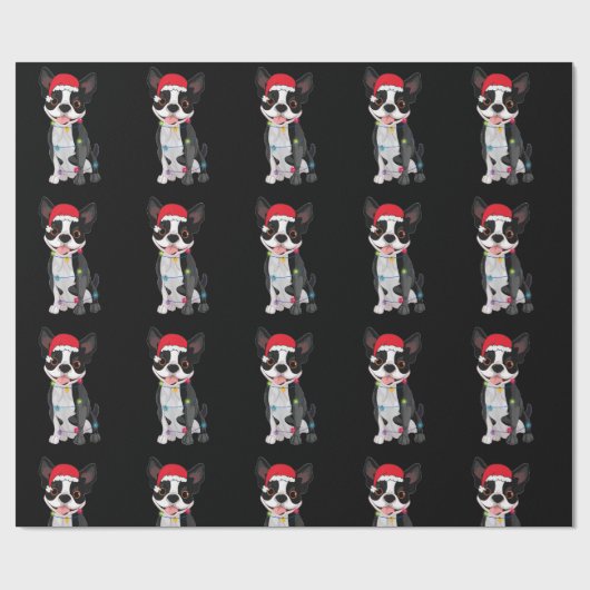 クリスマスボおもしろいストンテリア愛好家サンタハットリグ ラッピングペーパー (フラット)