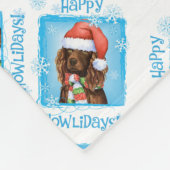 クリスマスボイキンスパニエル犬 フリースブランケット (角)