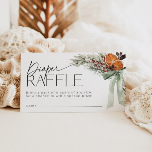 クリスマスボウおむつラッフルチケットベビーシャワー エンクロージャーカード