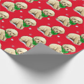 クリスマスボウで子犬をプードル ラッピングペーパー (角)