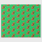 クリスマスボウのアプリコットプードルパピー ラッピングペーパー (フラット)