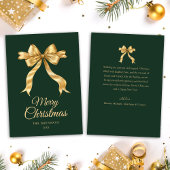 クリスマスボウエレガントミニマリスト緑金ゴールド シーズンカード