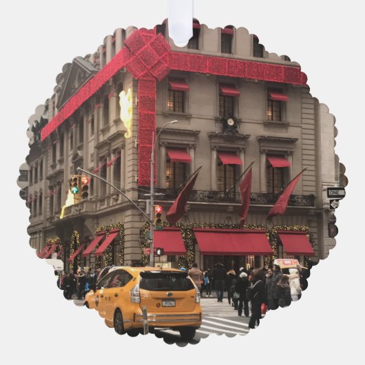 クリスマスボウオンフィフスアベニューヨークシティNYC オーナメントカード (正面)