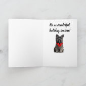 クリスマスボウカードを着たケアン・テリア カード (内部)