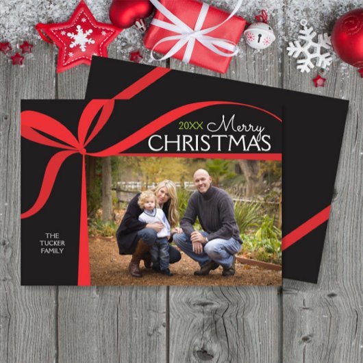 クリスマスボウクリスマスフォトカード 招待状