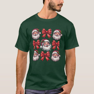クリスマスボウサンタクリスマスクリスマスレトロの女の子 Tシャツ