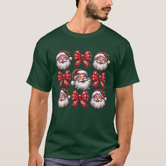 クリスマスボウサンタクリスマスクリスマスレトロの女の子 Tシャツ (正面)