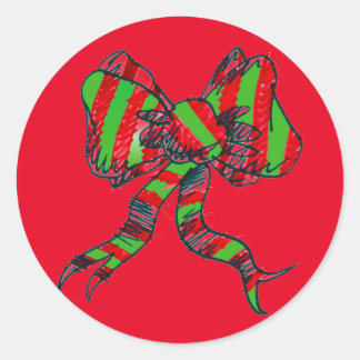 クリスマスボウスティッカー ラウンドシール