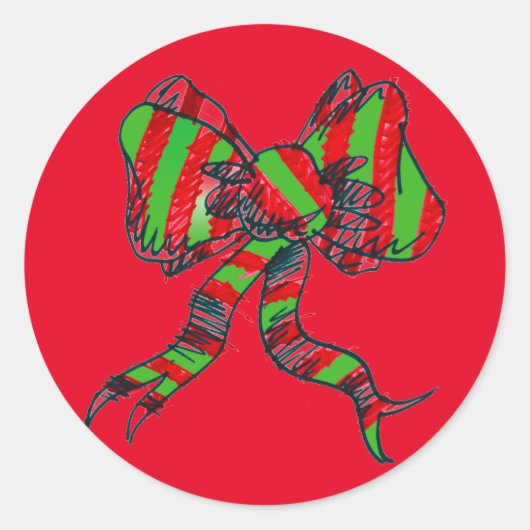 クリスマスボウスティッカー ラウンドシール (正面)