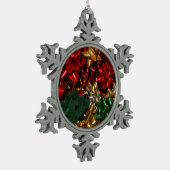 クリスマスボウズカラフルフェスティバルホリデイ スノーフレークピューターオーナメント (左)