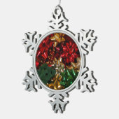 クリスマスボウズカラフルフェスティバルホリデイ スノーフレークピューターオーナメント (右)