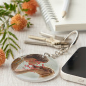 クリスマスボウズレトロホリデープレミアムレッドフォト キーホルダー (正面右)