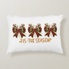クリスマスボウズ格子弓レッド アクセントクッション