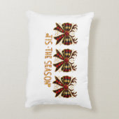 クリスマスボウズ格子弓レッド アクセントクッション (裏面(縦))