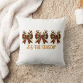 クリスマスボウズ格子弓レッド クッション (ブランケット)