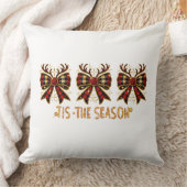 クリスマスボウズ格子弓レッド クッション (ブランケット)