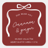 クリスマスボウフェスティバル製品ラベル赤と白 スクエアシール (正面)