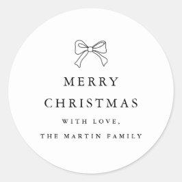 クリスマスボウブラック&ホワイトホリデパーソナライズされたィ ラウンドシール