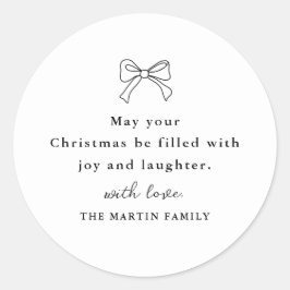 クリスマスボウブラック&ホワイトホリデパーソナライズされたィ ラウンドシール