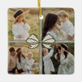 クリスマスボウプレゼント4枚のフォトコラージュ記念品 セラミックオーナメント (正面)