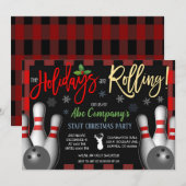 クリスマスボウリングパーティー招待状（法人向け） 招待状 (正面/裏面)