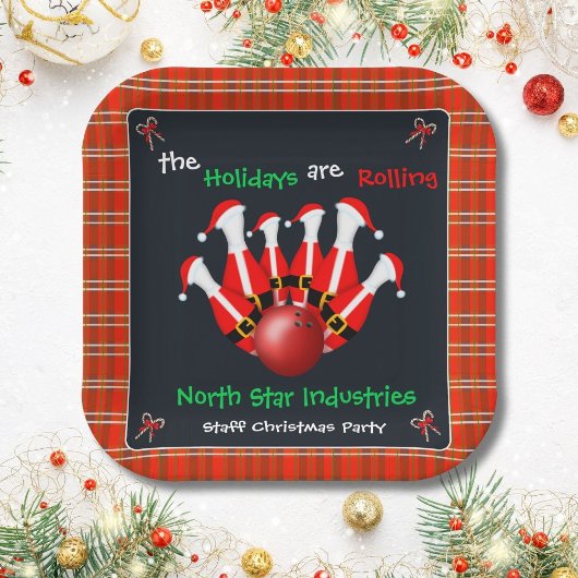 クリスマスボウリングホリデーパーティー ペーパープレート