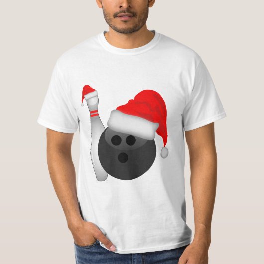 クリスマスボウリングボールとピン Tシャツ (正面)